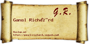 Gansl Richárd névjegykártya